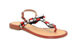 SANDALO BEAD INFRADITO ROSSO IN PELLE CON PERLINE IKAT 